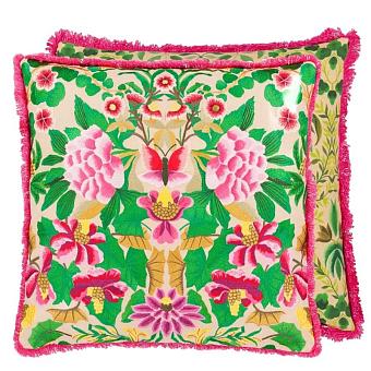 Подушка CCDG1379, Ikebana Damask Embroidery, Fuchsia, Designers Guild 55 x 55см 